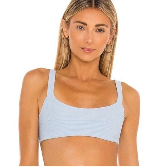 L*Space Jess Ribbed Bikini Top in Sky Blue XS NWT - Picture 1 of 7
